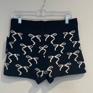 NWT Wild Fable Black Knit Shorts with White Bow Pattern Size Medium